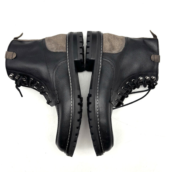 NEW Steve Madden P-STYLEN Black Leather Moc Toe Lace Up Zip Boots Men 7B main image 6